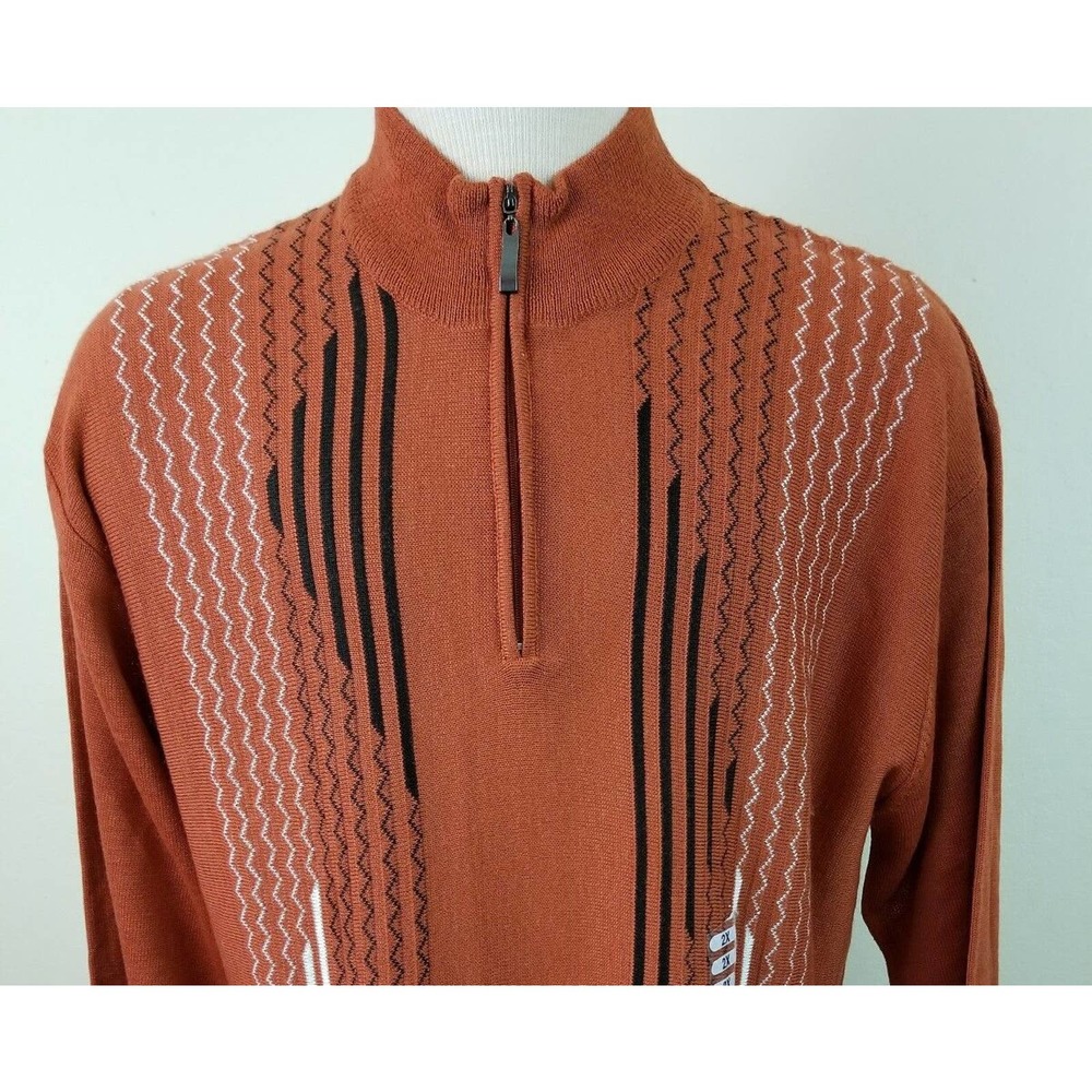 Miko Men's Rust Orange Pull Over 1/4 Zip Sweater size 2XL NWT 112520-0395